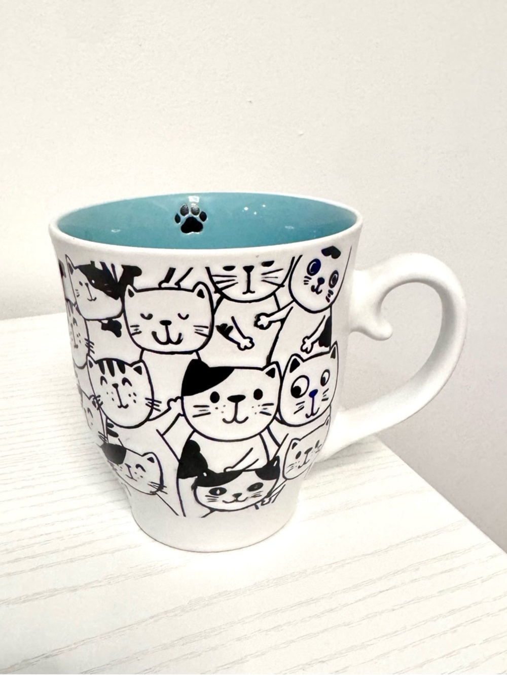 Spectrum Designz Ceramic Cat Pattern Coffee Tea Mug with Aqua Interior, 17 oz